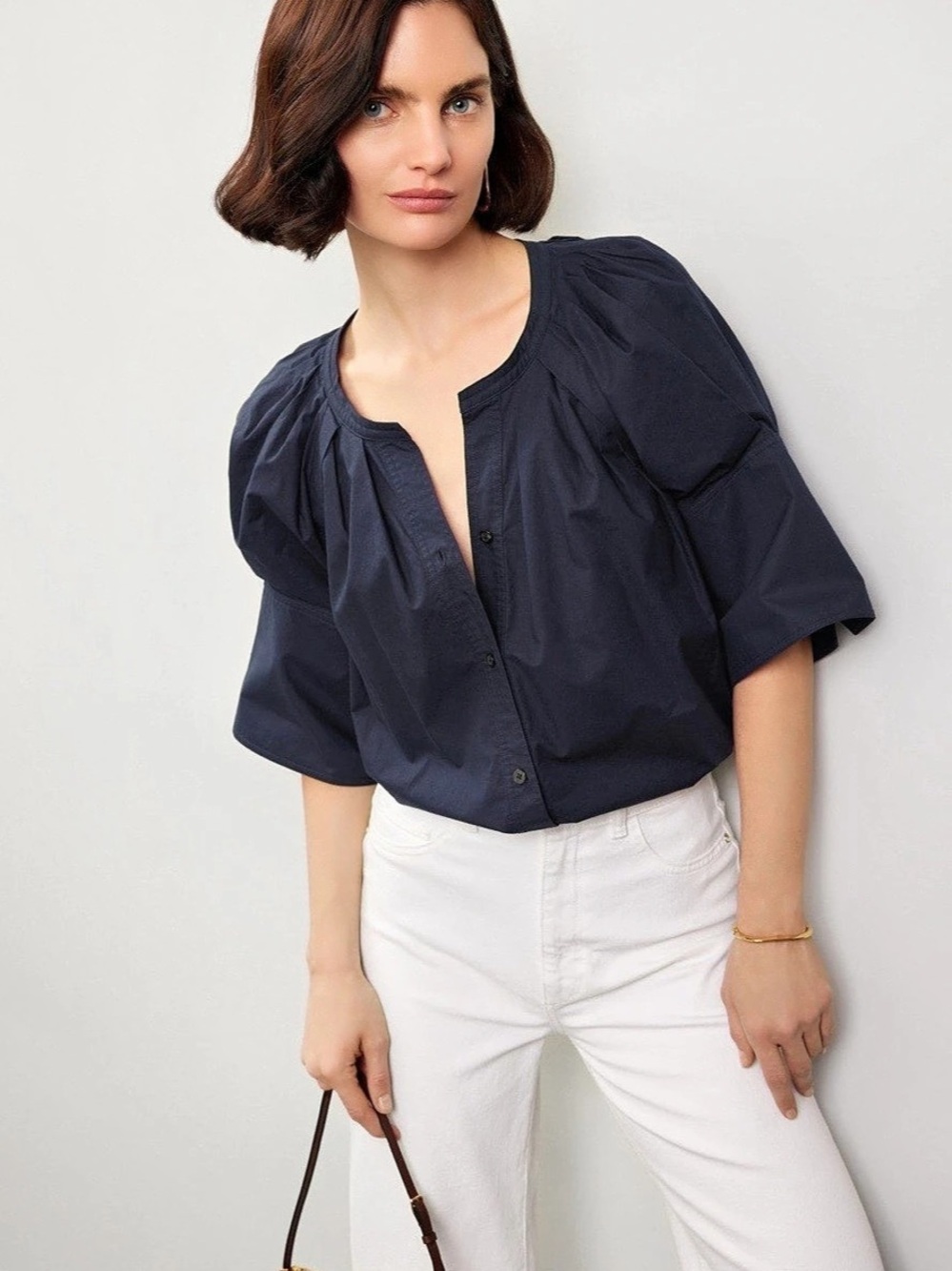 A.L.C. Chloe Puff Sleeve Top. Blue
